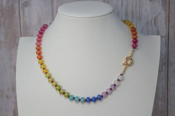 Alternate image for Rainbow Reverie Dye Jade and Red Garnet Necklace