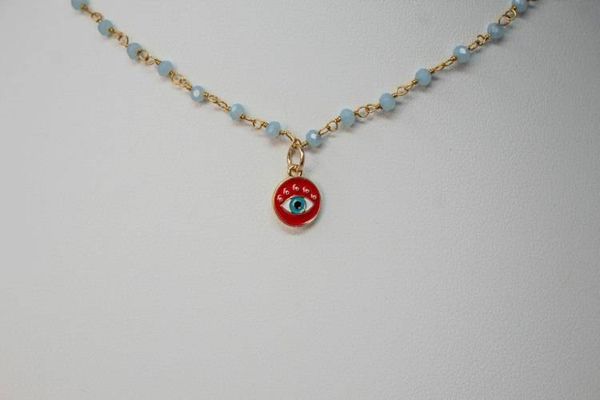 Alternate image for Crimson Guardian Hydro Quartz and Enamel Evil Eye Necklace