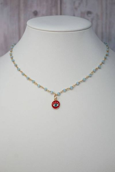 Alternate image for Crimson Guardian Hydro Quartz and Enamel Evil Eye Necklace