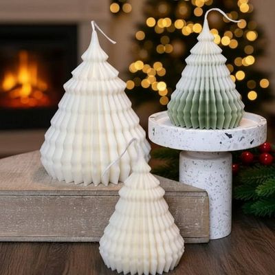 Primary image for Origami Christmas Tree Candles | Handcrafted Holiday Decor