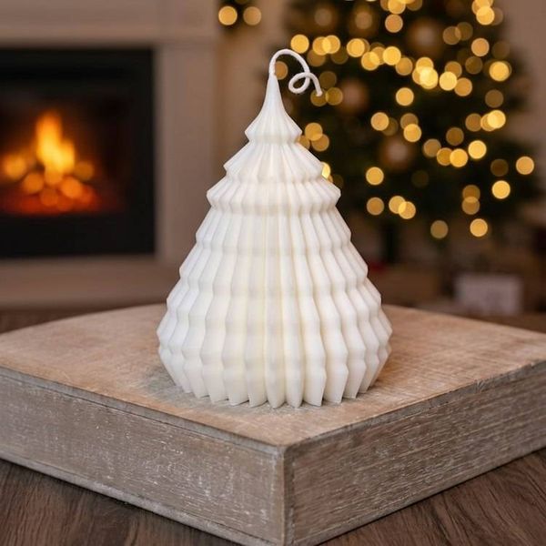 Alternate image for Origami Christmas Tree Candles | Handcrafted Holiday Decor