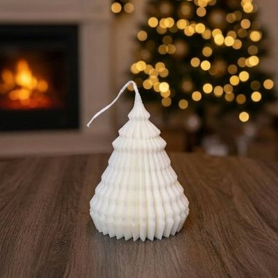 Alternate image for Origami Christmas Tree Candles | Handcrafted Holiday Decor