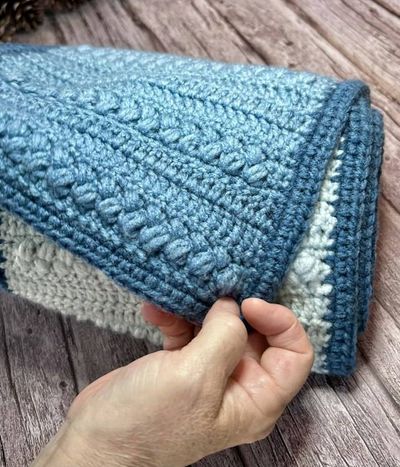 Alternate image for Crochet Long Bobble Stitch Steel Blue Gradient Scarf