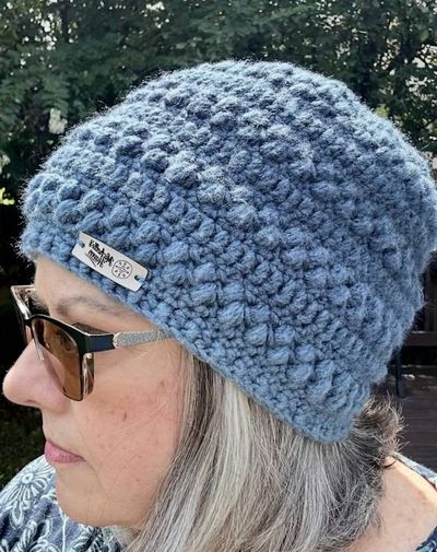 Primary image for Blue Slouchy Bobble Stitch Crochet Beanie Hat