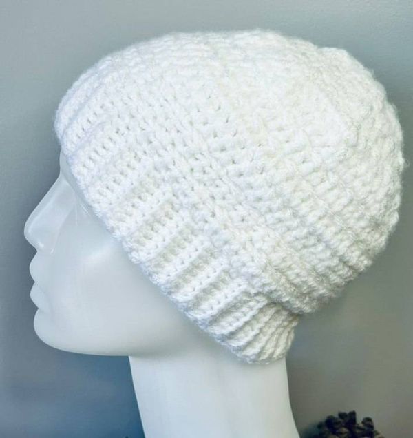 Alternate image for Crochet Everyday White Winter Beanie