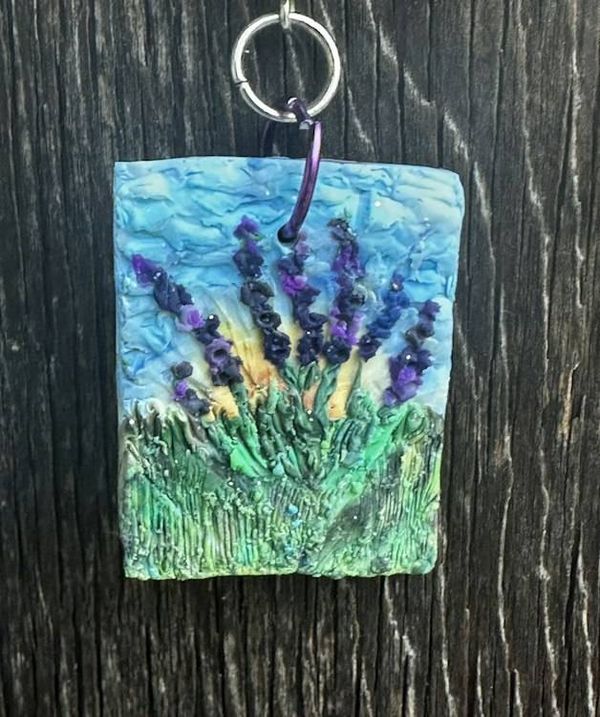 Alternate image for Polymer Clay Painted Lavender Field  Earrings