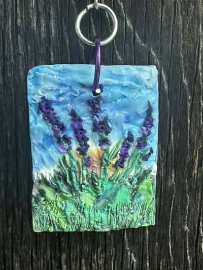 Alternate image for Polymer Clay Painted Lavender Field  Earrings
