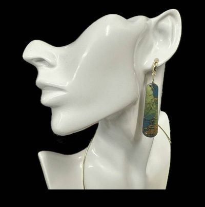 Alternate image for Labradorite Style Polymer Clay Earrings