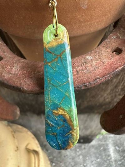 Alternate image for Labradorite Style Polymer Clay Earrings