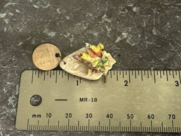 Alternate image for Polymer Clay leaf earrings with wood posts.