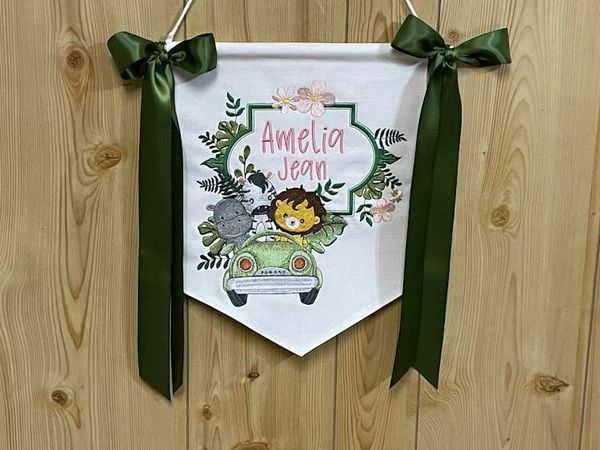 Alternate image for Jungle Babies Animal Themed Banner for Nursery or Hospital Door