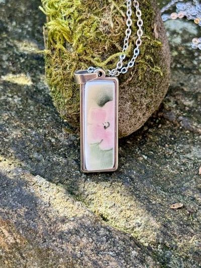 Alternate image for Vintage China Pendant/Necklace; Handmade Wearable Pink Floral Artsy Jewelry from broken Fine Bone China