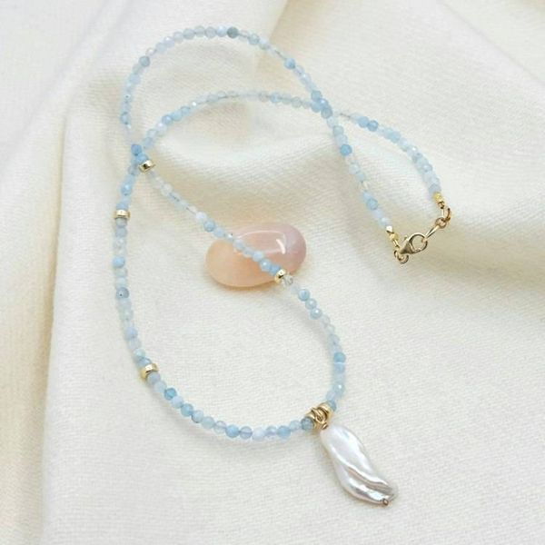 Alternate image for Aquamarine & Baroque Pearl Gold-Filled Necklace