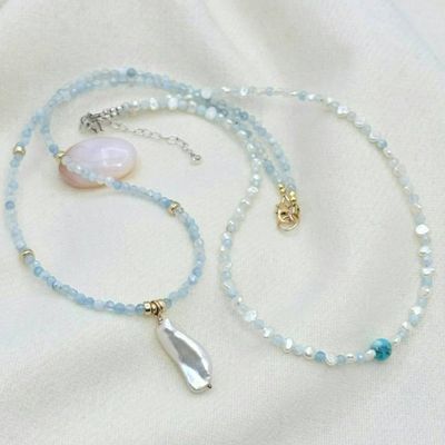 Alternate image for Aquamarine & Baroque Pearl Gold-Filled Necklace