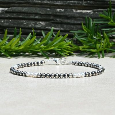 Alternate image for Navajo Style and Freshwater Pearl Sterling Bracelet