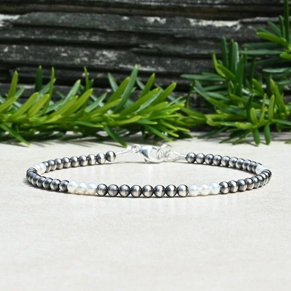 Alternate image for Navajo Style and Freshwater Pearl Sterling Bracelet