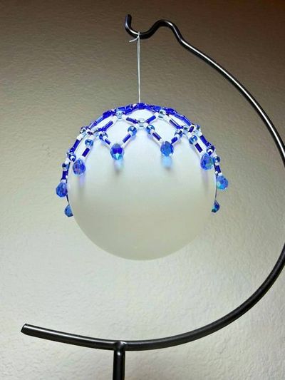 Alternate image for Sapphire Lace Beaded Ornament Cover | Handcrafted Holiday Decor
