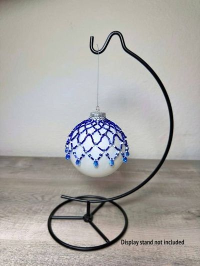 Alternate image for Sapphire Lace Beaded Ornament Cover | Handcrafted Holiday Decor