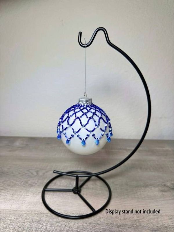 Alternate image for Sapphire Lace Beaded Ornament Cover | Handcrafted Holiday Decor