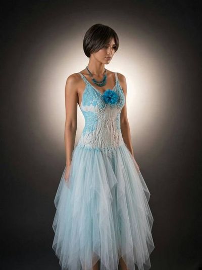 Primary image for Handcrafted Ethereal Blue Ombre Tulle Gown with Lace Bodice