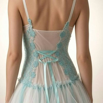 Alternate image for Handcrafted Ethereal Blue Ombre Tulle Gown with Lace Bodice