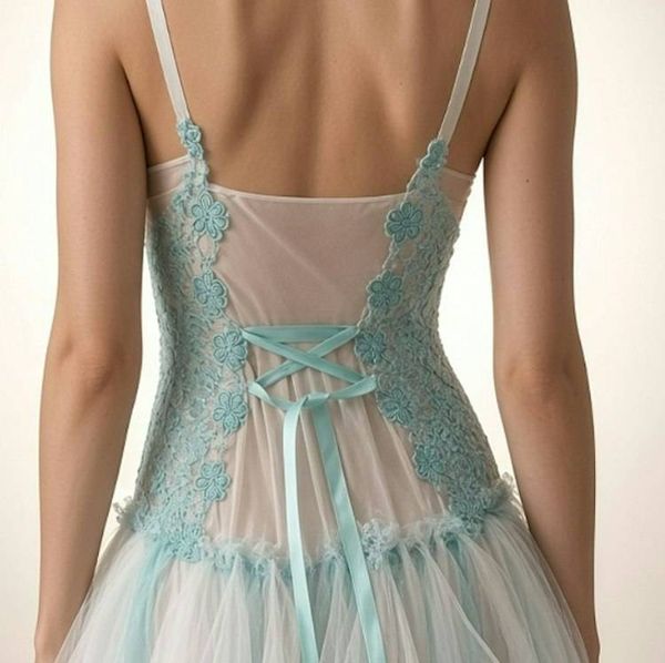 Alternate image for Handcrafted Ethereal Blue Ombre Tulle Gown with Lace Bodice