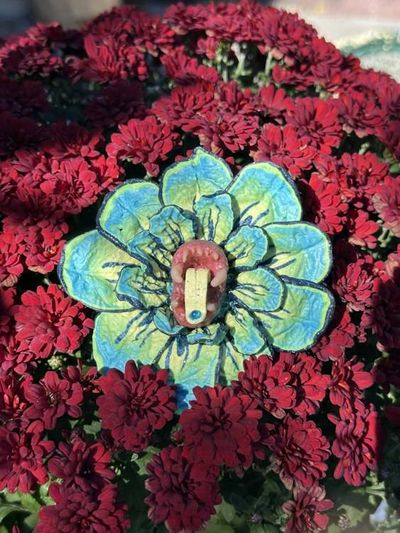 Primary image for Polymer Clay Fang Flower Brooch
