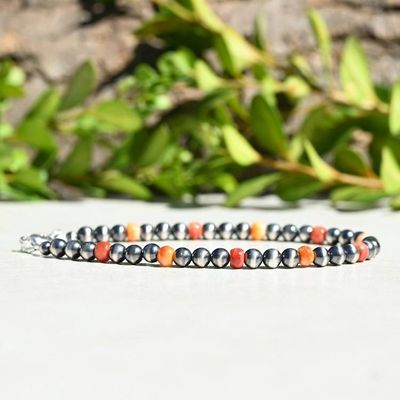 Alternate image for Sterling Silver Navajo Pearl Style and Spiny Oyster Bracelet