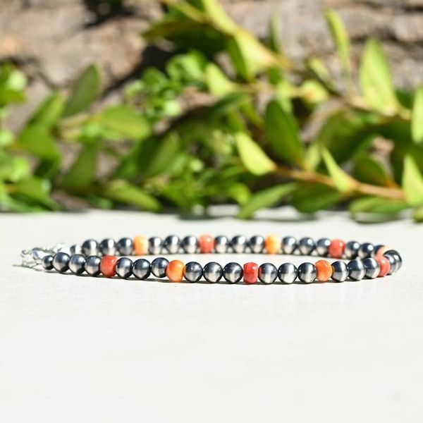 Alternate image for Sterling Silver Navajo Pearl Style and Spiny Oyster Bracelet