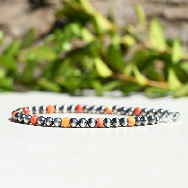 Alternate image for Sterling Silver Navajo Pearl Style and Spiny Oyster Bracelet