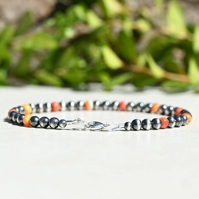 Alternate image for Sterling Silver Navajo Pearl Style and Spiny Oyster Bracelet