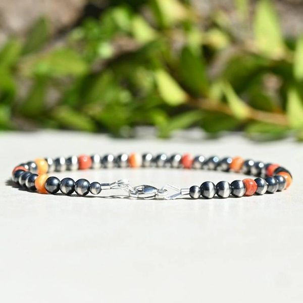 Alternate image for Sterling Silver Navajo Pearl Style and Spiny Oyster Bracelet