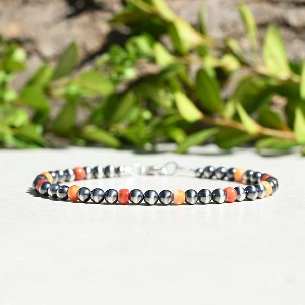 Alternate image for Sterling Silver Navajo Pearl Style and Spiny Oyster Bracelet