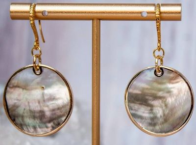 Alternate image for Midnight Tide Black Lip Mother of Pearl Earrings