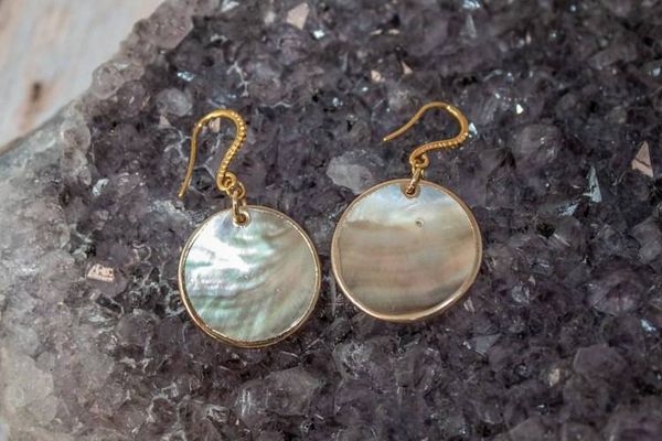 Alternate image for Midnight Tide Black Lip Mother of Pearl Earrings