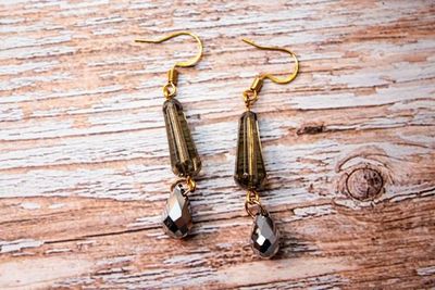 Primary image for Midnight Ember Czech Glass and Black Crystal Drop Earrings