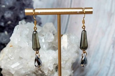 Alternate image for Midnight Ember Czech Glass and Black Crystal Drop Earrings
