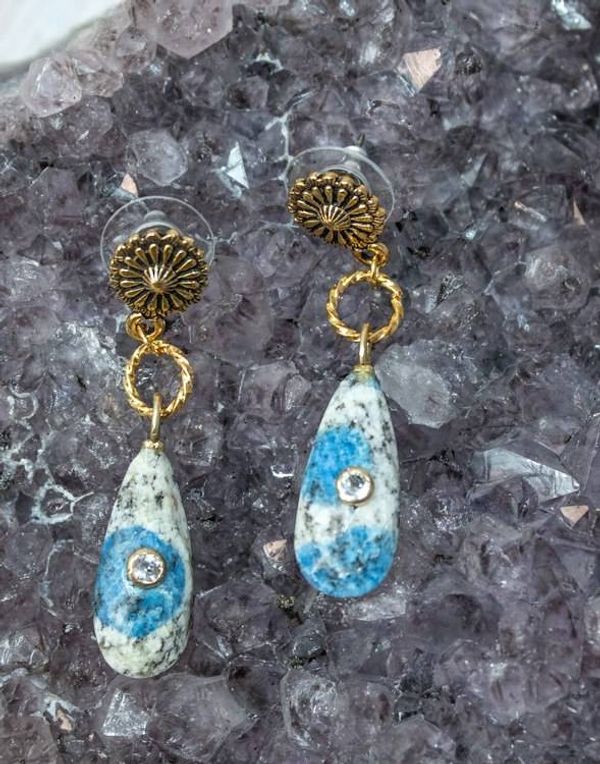 Alternate image for Blue Horizon K2 Jasper and White Topaz Dangle Earrings