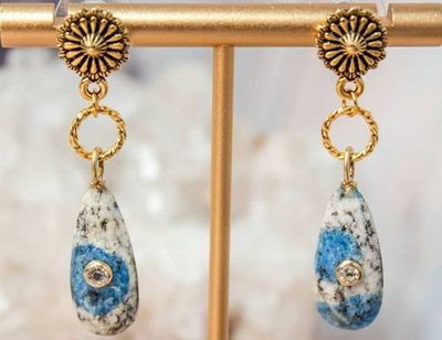 Alternate image for Blue Horizon K2 Jasper and White Topaz Dangle Earrings