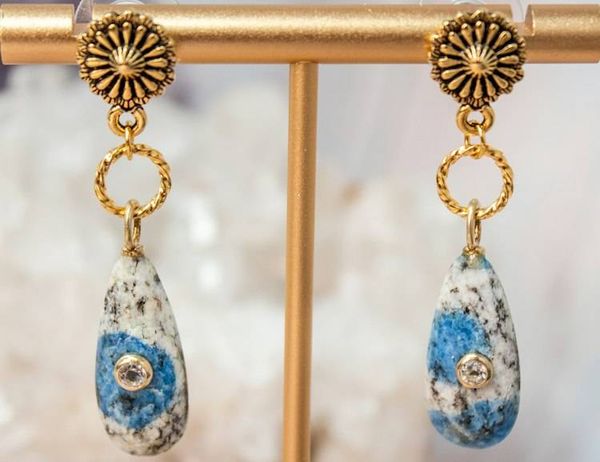 Alternate image for Blue Horizon K2 Jasper and White Topaz Dangle Earrings