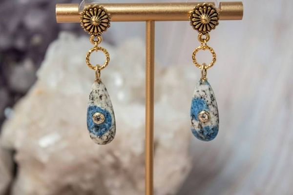 Alternate image for Blue Horizon K2 Jasper and White Topaz Dangle Earrings
