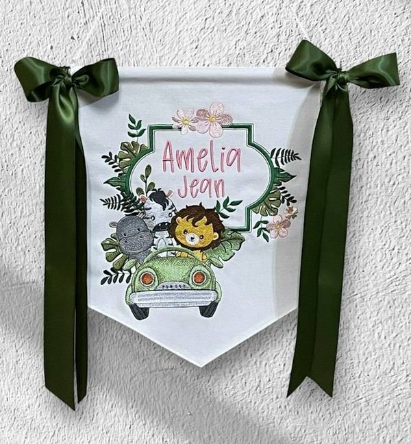 Alternate image for Jungle Babies Animal Themed Banner for Nursery or Hospital Door