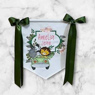 Alternate image for Jungle Babies Animal Themed Banner for Nursery or Hospital Door