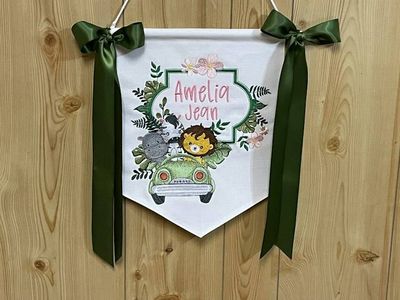 Alternate image for Jungle Babies Animal Themed Banner for Nursery or Hospital Door