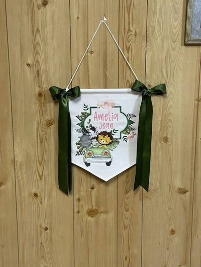 Alternate image for Jungle Babies Animal Themed Banner for Nursery or Hospital Door