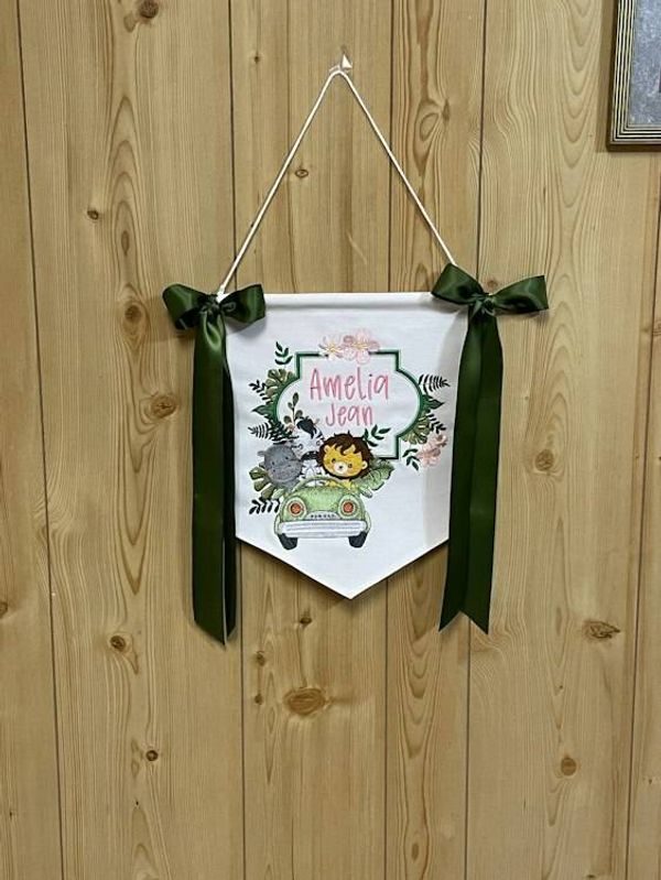 Alternate image for Jungle Babies Animal Themed Banner for Nursery or Hospital Door