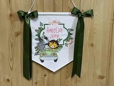 Alternate image for Jungle Babies Animal Themed Banner for Nursery or Hospital Door