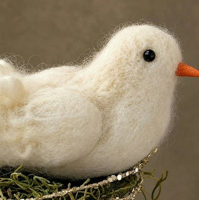 Alternate image for Needle Felted Wool Dove in Vintage Goblet – Christmas Decor