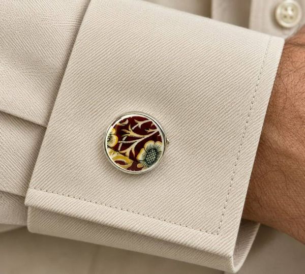 Alternate image for Cufflinks from vintage broken plates upcycled  porcelain/ china recycled  broken plates/cups unique accessory handmade her/him Fathers Day