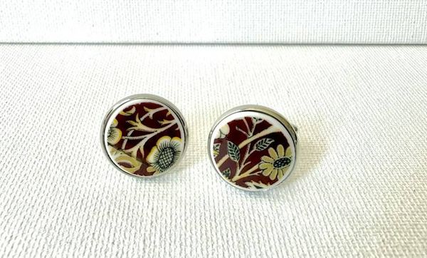Alternate image for Cufflinks from vintage broken plates upcycled  porcelain/ china recycled  broken plates/cups unique accessory handmade her/him Fathers Day